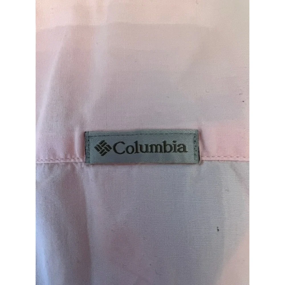 Columbia Button Up Shirt Womens Medium Peach 3/4 Sleeve Good Outdoor Casual